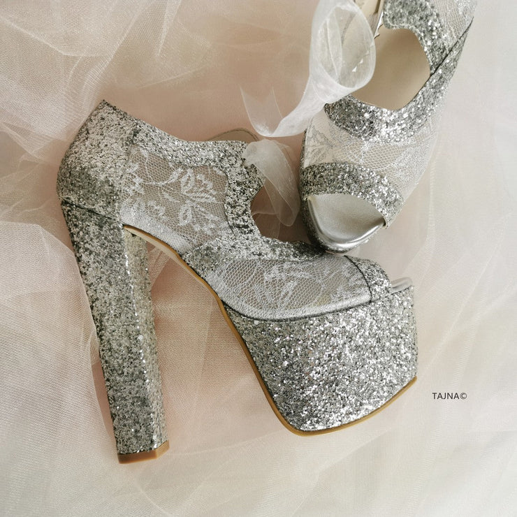 Silver Shimmer Wedding Platform - Tajna Club