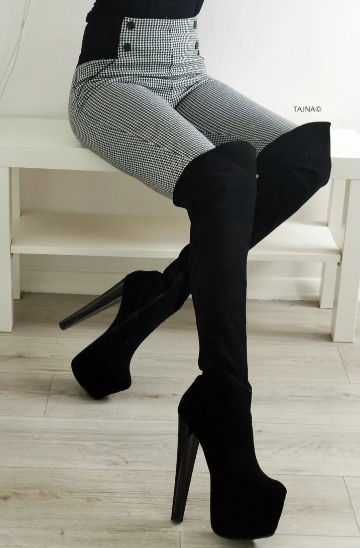 acuut Turbulentie Ingang Black High Heel Over the Knee Boots | Tajna Club