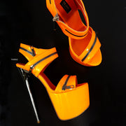 Orang Gloss Zipper Detail Sandals