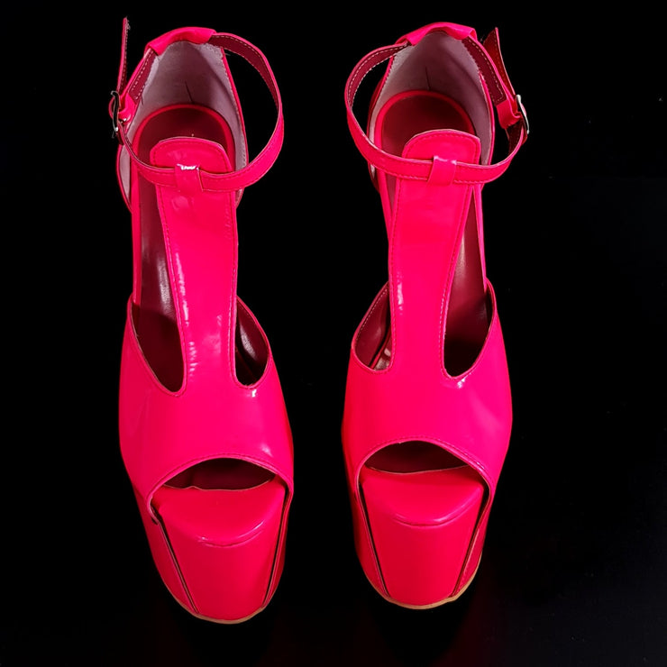 Pink Neon T-Strap High Heels Tajna Club