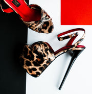 Leopard Gloss Tango Strap High Heel Platforms