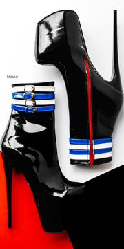Leather Pride Flag Coloured Belted High Heel Boots