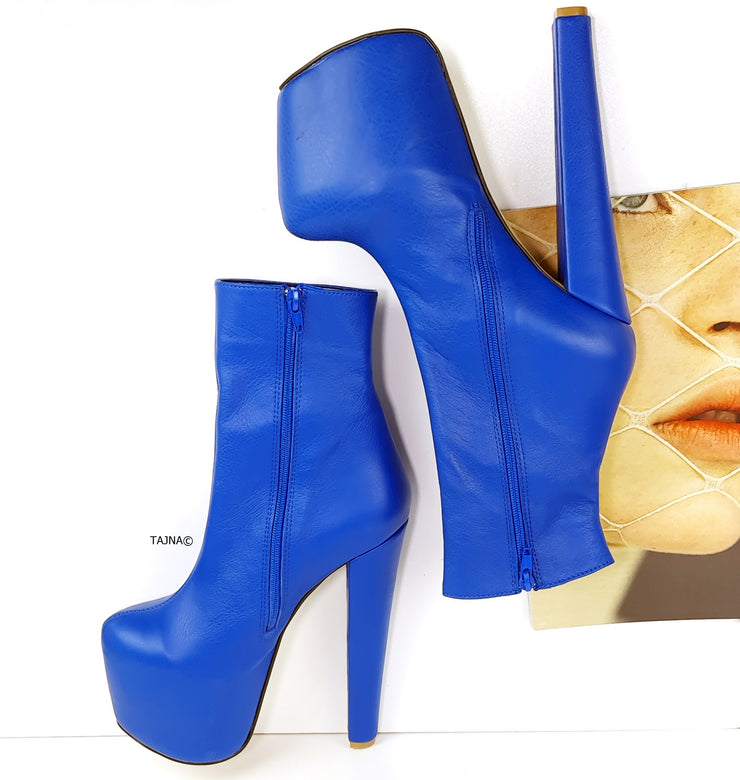 Genuine Leather Electric Blue High Heel Boots
