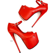 Red Matte Open Toe Modern Mary Jane High Heels