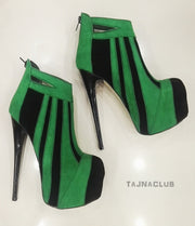 Green Zipper Back Platform Ankle Boots - Tajna Club
