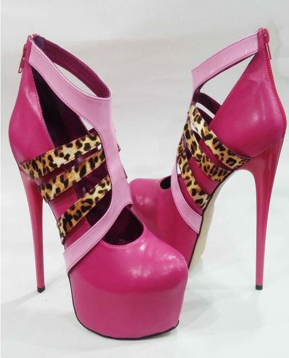 Pink & Leopard High Platform Shoes - Tajna Club