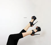 Zipper Ankle Black  Platform Heels - Tajna Club