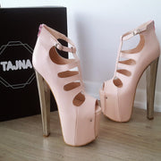 Light Pink Cage High Heel Platform Shoes - Tajna Club